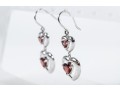 Pretty Sterling Silver And Garnet Heart Dangle Earrings