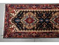 Serapi Wool Runner Rug In Red, Blue, And Cream (10’2” X 2’8”) NEW