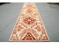 Eye-Catching Turkish Styled Wool Runner Rug In Red And Cream (8'9
