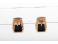 14k Yellow Gold Onyx Art Deco Earrings