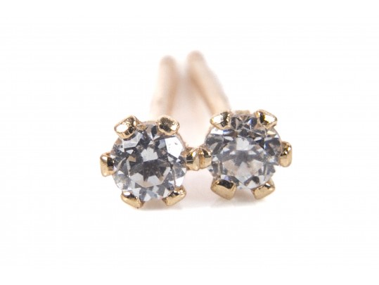 Dainty 14k Yellow Gold CZ Studs