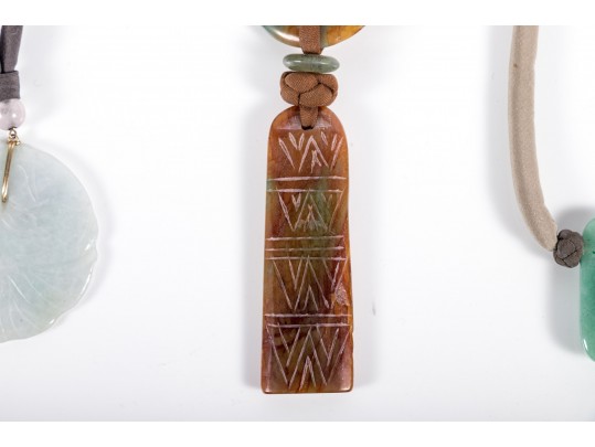 Trio Of Asian Carved Stone Necklaces