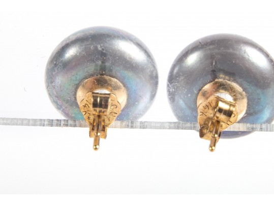 14k Cultured Black Pearl Stud Earrings