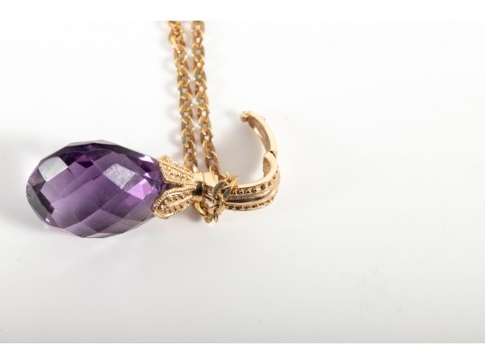 14k Yellow Gold Amethyst Pendant Necklace