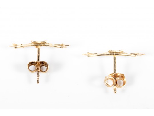 14k Yellow Gold Star Motif Stud Earrings