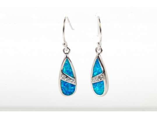 Sterling Silver Opal Doublet Ring And Earrings