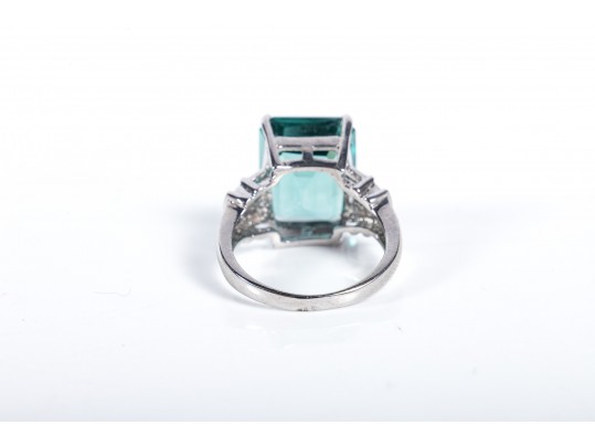 Sterling Silver Aquamarine Ring Size 6