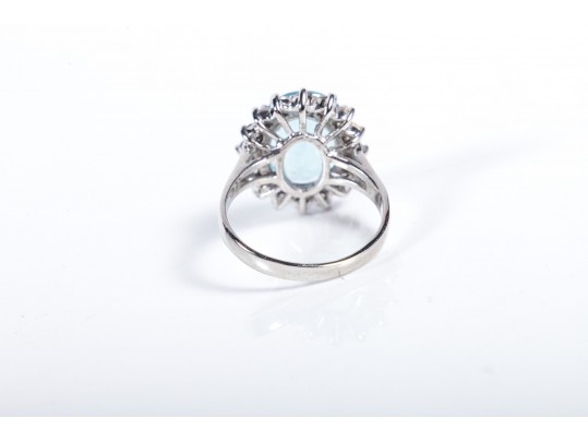 Sterling Silver Aquamarine Ring Size 6
