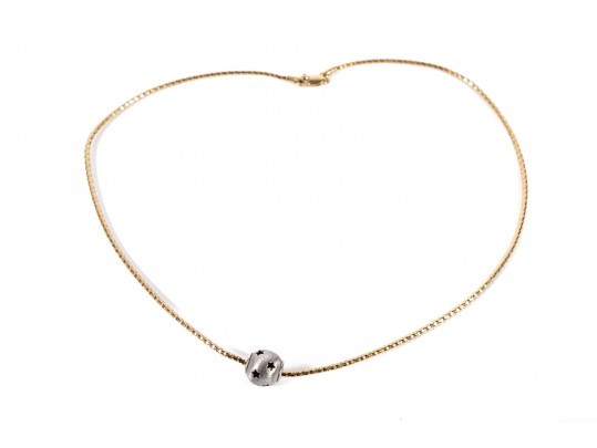 14k Yellow And White Gold Pendant Necklace With Star Motifs