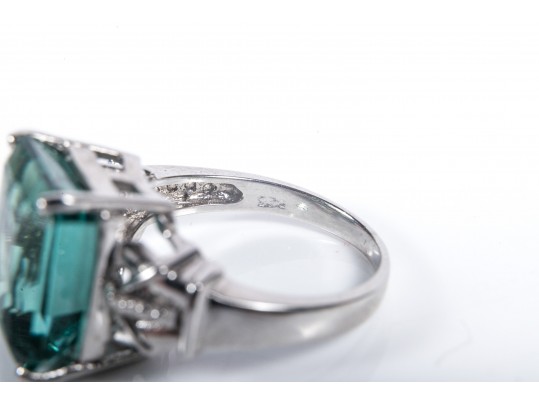 Sterling Silver Aquamarine Ring Size 6