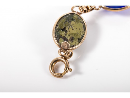 14k Yellow Gold Classic Multi Stone Carved Scarab Bracelet