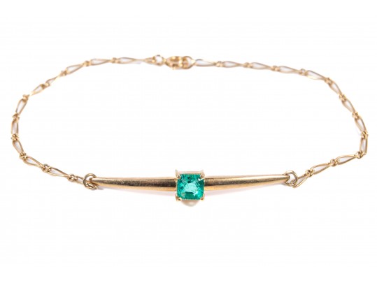 18k Yellow Gold And Emerald Bracelet