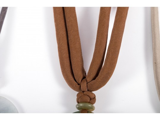 Trio Of Asian Carved Stone Necklaces