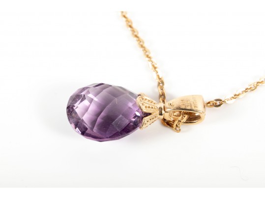 14k Yellow Gold Amethyst Pendant Necklace