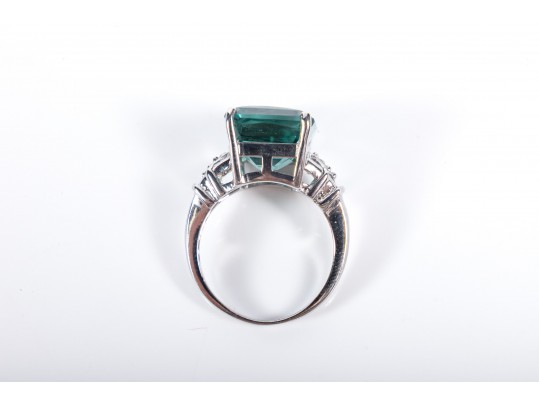 Sterling Silver Aquamarine Ring Size 6