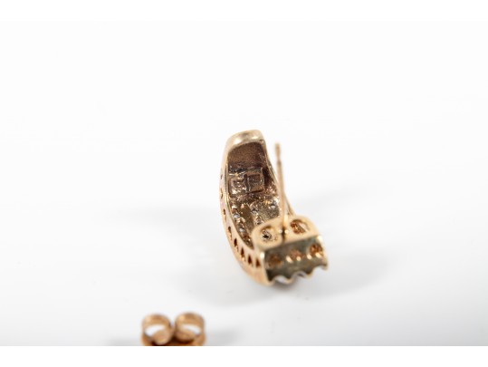 10k Yellow Gold Diamond J-Curve Earrings