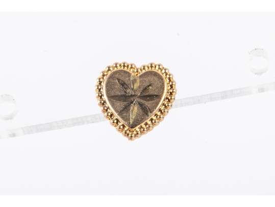 14k Yellow Gold Etched Heart Stud Earrings