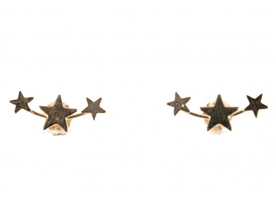 14k Yellow Gold Star Motif Stud Earrings