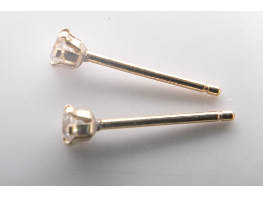 Dainty 14k Yellow Gold CZ Studs
