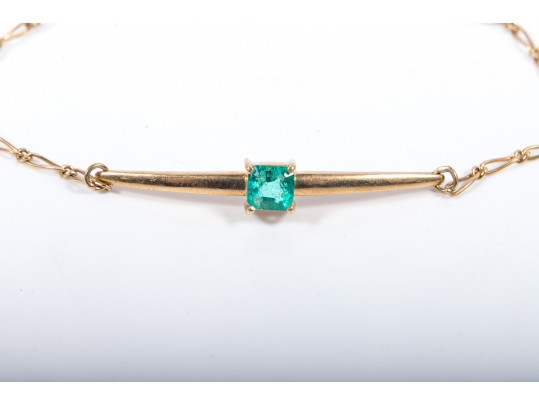 18k Yellow Gold And Emerald Bracelet
