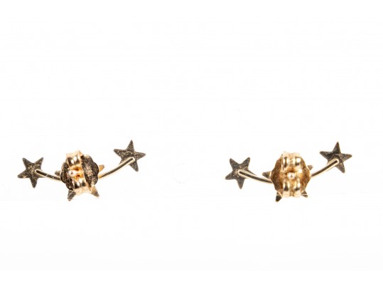 14k Yellow Gold Star Motif Stud Earrings