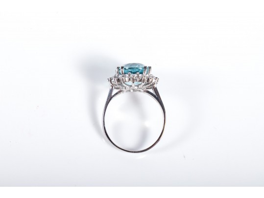 Sterling Silver Aquamarine Ring Size 6