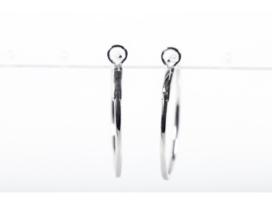 14k White Gold Diamond Hoop Earrings