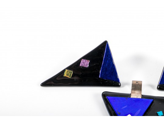 Colorful Retro Style Glass Earrings And Pendant