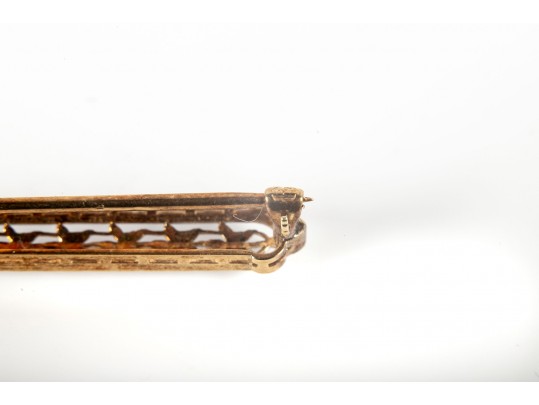 14k Yellow And White Gold Sapphire Floral Openwork Brooch