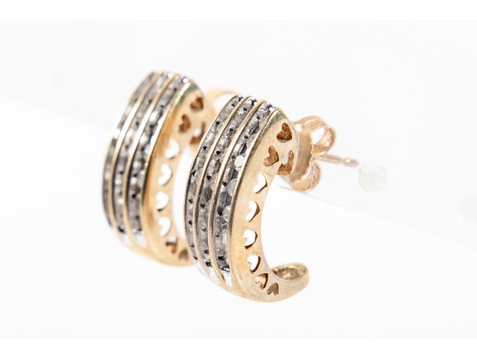 10k Yellow Gold Diamond J-Curve Earrings