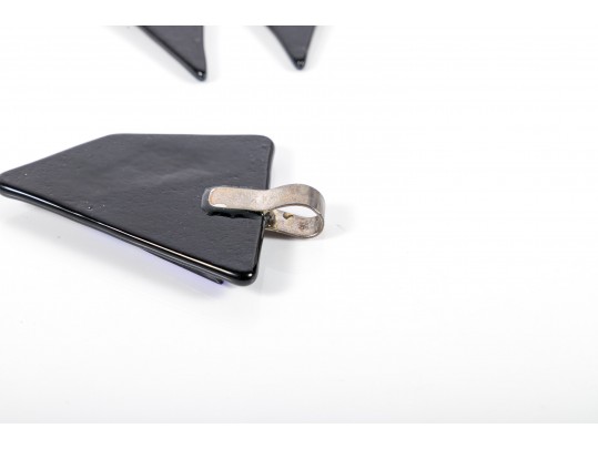 Colorful Retro Style Glass Earrings And Pendant