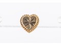 14k Yellow Gold Etched Heart Stud Earrings
