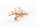 18k Yellow Gold Floral Cultured Pearl Brooch