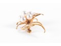 18k Yellow Gold Floral Cultured Pearl Brooch