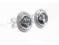 14k White Gold Sapphire And Moissanite Stud Earrings