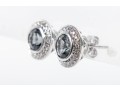 14k White Gold Sapphire And Moissanite Stud Earrings