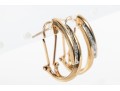 14k Yellow Gold Diamond J-Curve Hoop Earrings