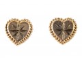 14k Yellow Gold Etched Heart Stud Earrings
