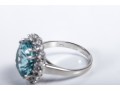 Sterling Silver Aquamarine Ring Size 6