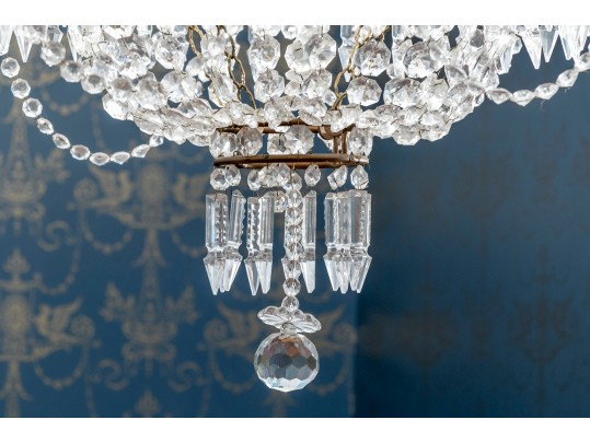 Early 20th C French Empire Style Eight Light Crystal Chandelier