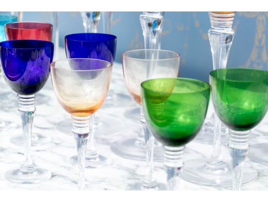 Cristal St. Louis Grand Lieu Multi Colored Stemware 