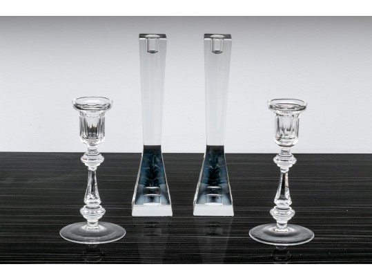Two Pairs Of Waterford Crystal Candlesticks