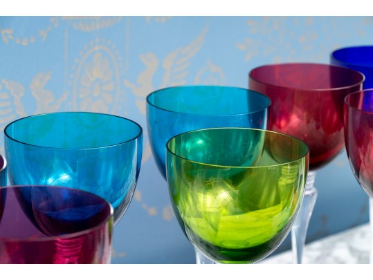 Cristal St. Louis Grand Lieu Multi Colored Stemware 