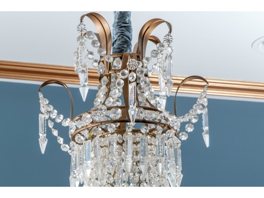 Early 20th C French Empire Style Eight Light Crystal Chandelier