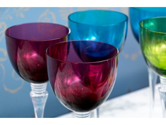 Cristal St. Louis Grand Lieu Multi Colored Stemware 