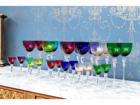 Cristal St. Louis Grand Lieu Multi Colored Stemware 