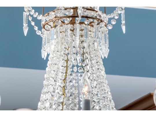 Early 20th C French Empire Style Eight Light Crystal Chandelier