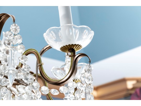 Early 20th C French Empire Style Eight Light Crystal Chandelier