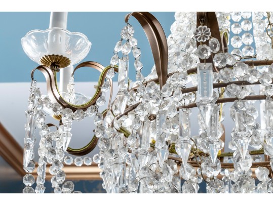 Early 20th C French Empire Style Eight Light Crystal Chandelier