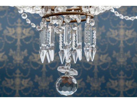 Early 20th C French Empire Style Eight Light Crystal Chandelier